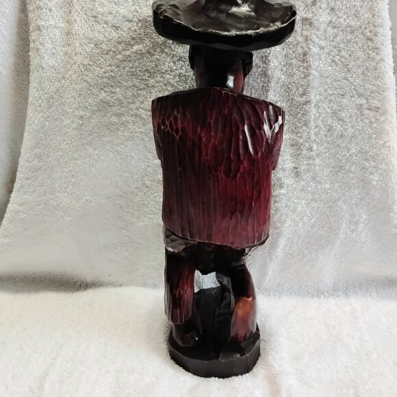 Vintage 14 3/4" Caribbean Standing Drummer Handcrafted form One Piece of Wood!! - Picture 5 of 6